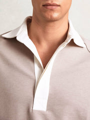 Colour Block Rugby Shirt Oatmeal/White | Men