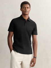 Cotton Short-Sleeve Polo Shirt Black | Men