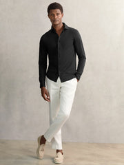 Cotton-Jersey Button-Through Shirt Black | Men