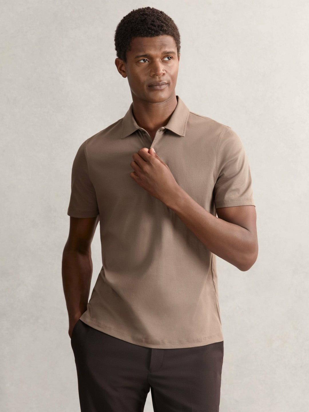 Cotton Short-Sleeve Polo Shirt Taupe Brown | Men
