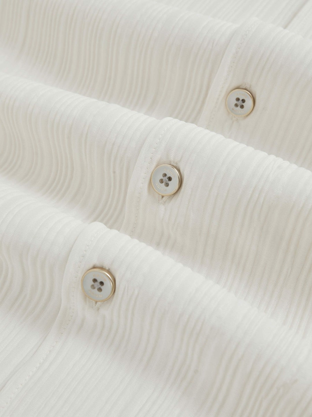 Plissé Cuban-Collar Long-Sleeve Shirt Off White | Men