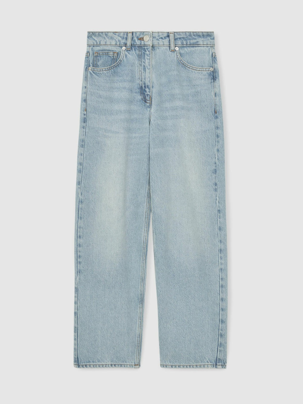 Petite Mid-Rise Straight-Leg Jeans Pale Blue | Women