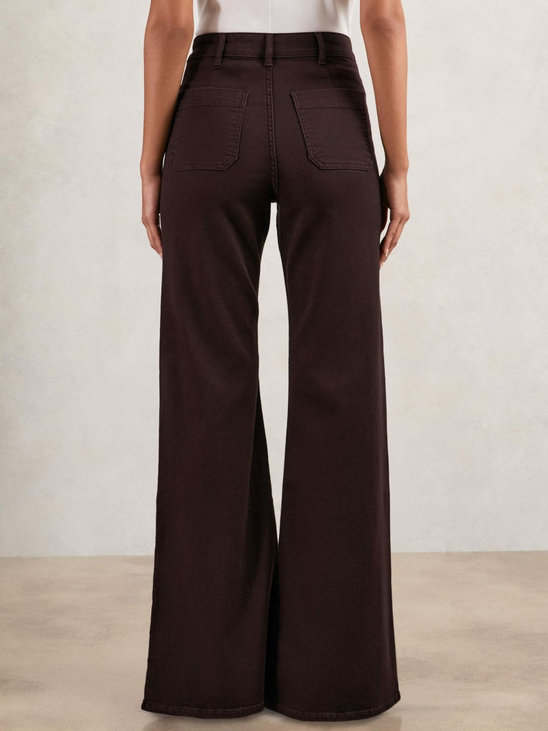 Petite Patch-Pocket Flared Jeans Burgundy | Women