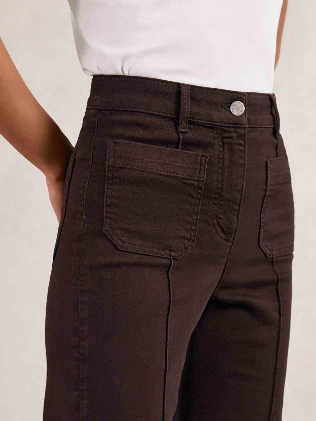 Petite Patch-Pocket Flared Jeans Burgundy | Women