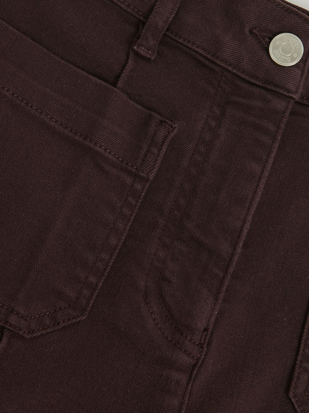 Petite Patch-Pocket Flared Jeans Burgundy | Women