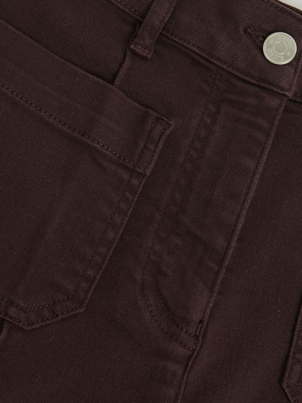Petite Patch-Pocket Flared Jeans Burgundy | Women
