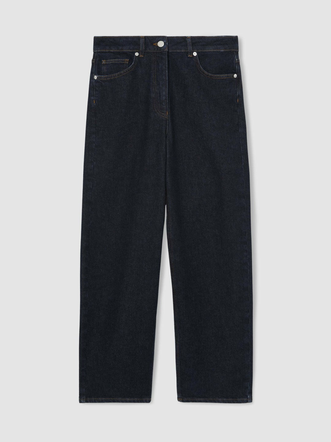 Petite Mid-Rise Straight-Leg Jeans Dark Blue | Women