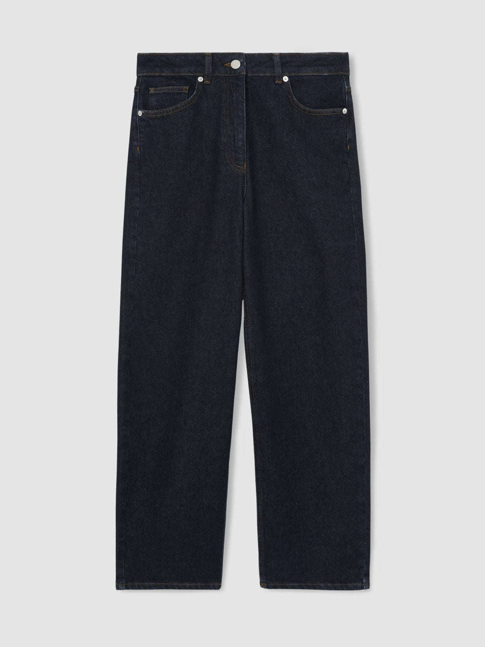 Petite Mid-Rise Straight-Leg Jeans Dark Blue | Women