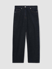 Petite Mid-Rise Straight-Leg Jeans Dark Blue | Women