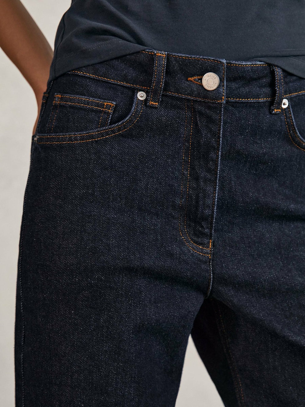 Petite Mid-Rise Straight-Leg Jeans Dark Blue | Women