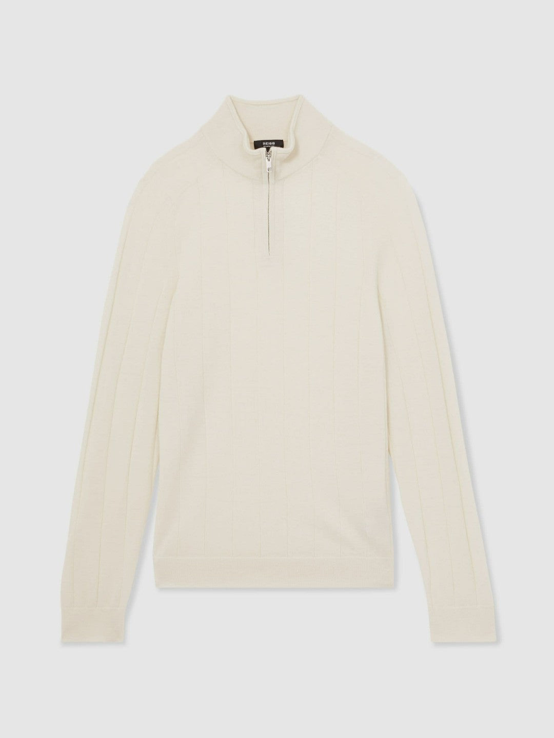 Merino Wool Wide-Rib Half-Zip Jumper Bianco | Men