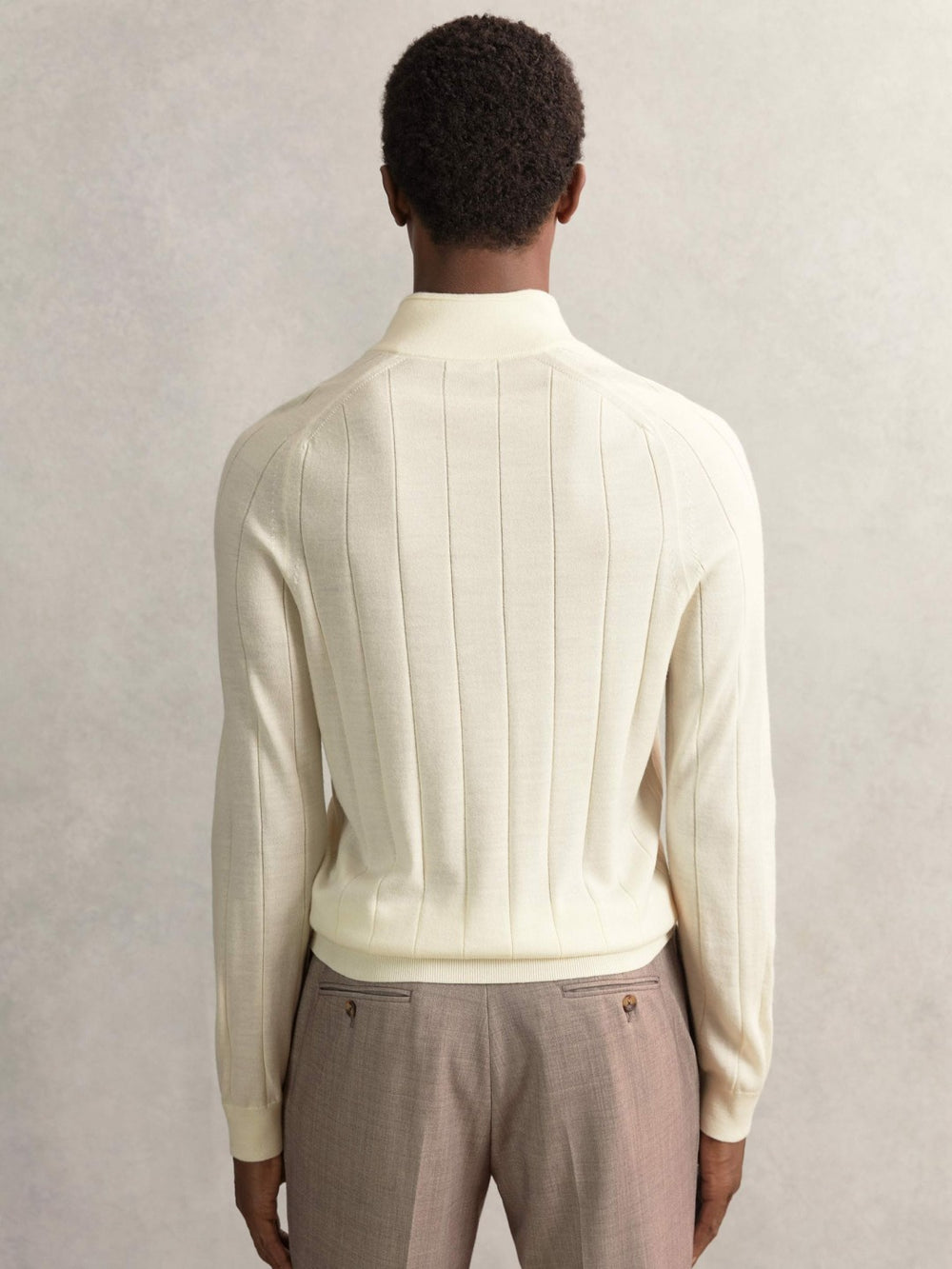 Merino Wool Wide-Rib Half-Zip Jumper Bianco | Men