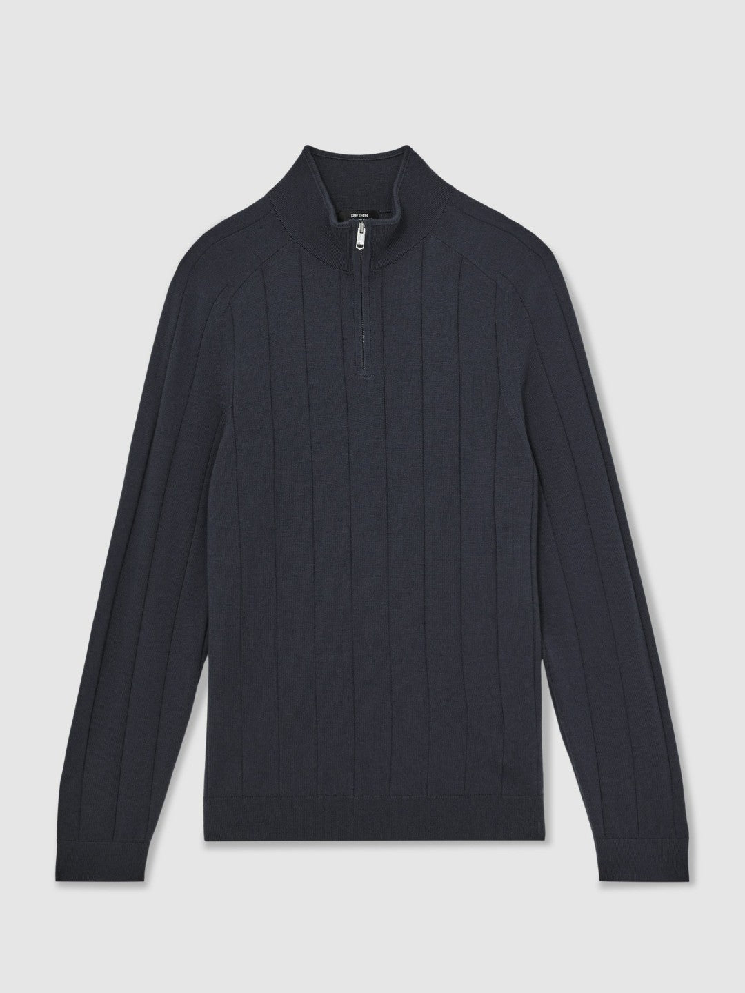Merino Wool Wide-Rib Half-Zip Jumper Airforce Blue | Men