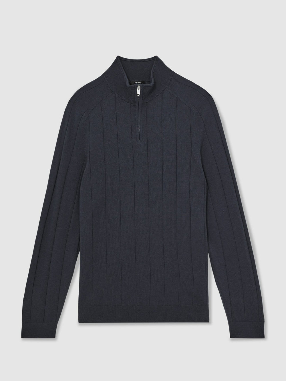 Merino Wool Wide-Rib Half-Zip Jumper Airforce Blue | Men