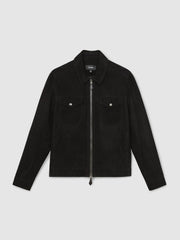 Suede Zip Through Jacket Black | Men