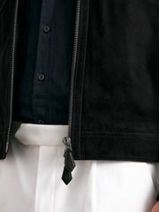 Suede Zip Through Jacket Black | Men