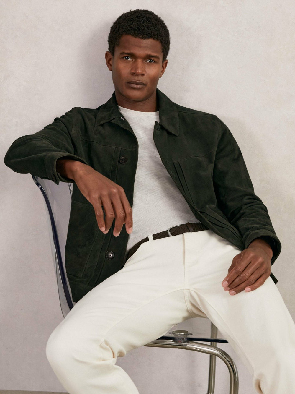 Suede Worker Jacket Dark Green | Men