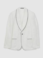 Single-Breasted Blazer with Linen Ivory White | Men
