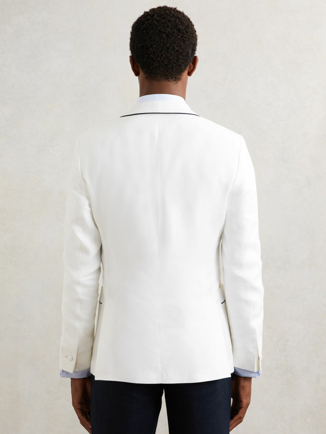 Single-Breasted Blazer with Linen Ivory White | Men