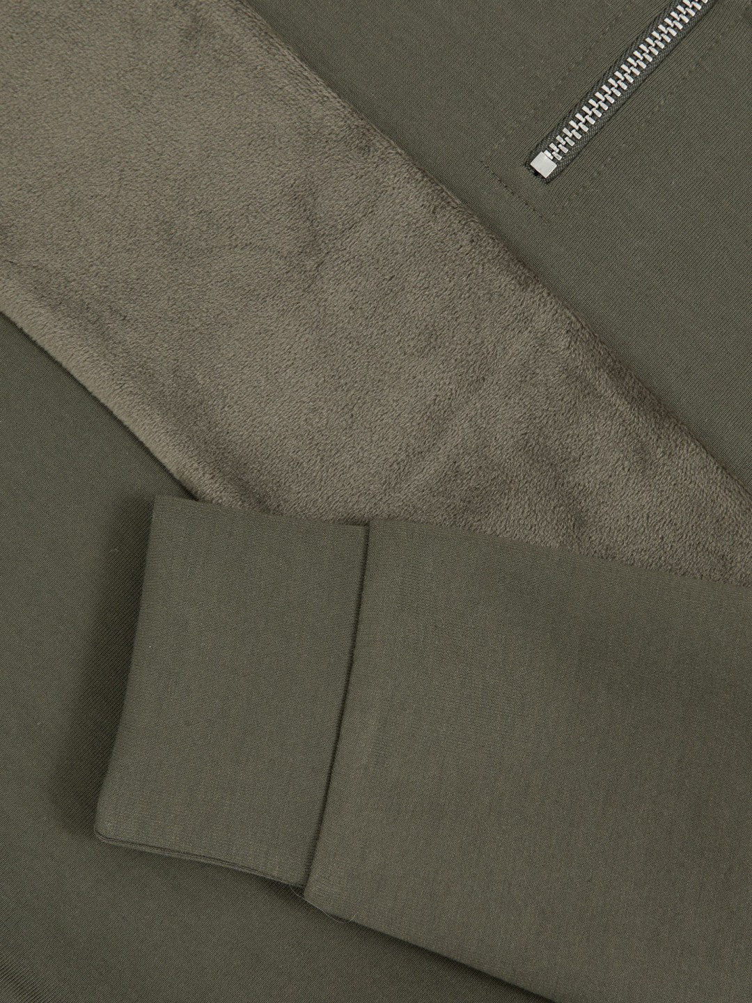 13-14 yrs Slim Fit Half-Zip Funnel Neck Velour Sweatshirt Dark Sage Green | Children & Baby