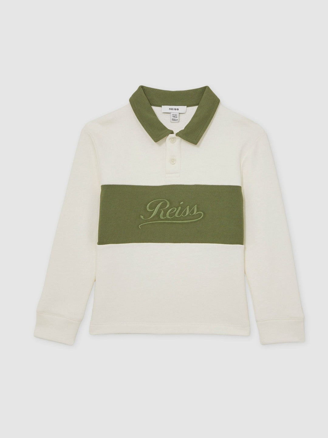 9-13 yrs Cotton Logo-Embroidery Rugby Polo Shirt Forset Green/White | Children & Baby