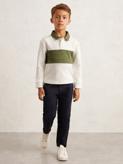 9-13 yrs Cotton Logo-Embroidery Rugby Polo Shirt Forset Green/White | Children & Baby