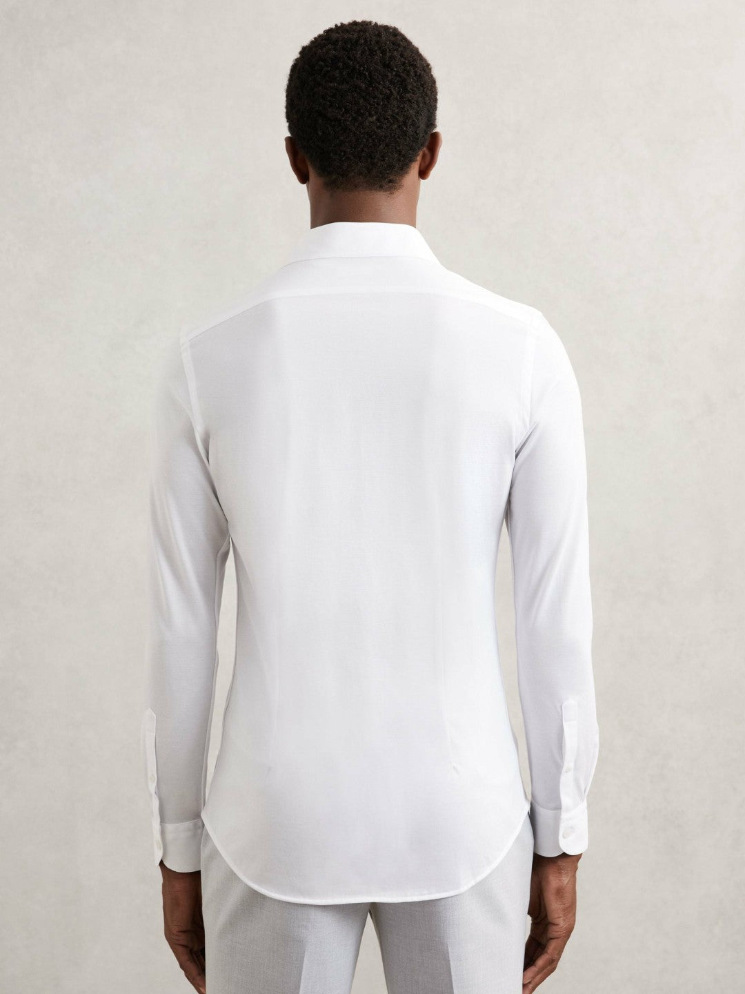 Cotton-Blend Jersey Cutaway-Collar Shirt White | Men