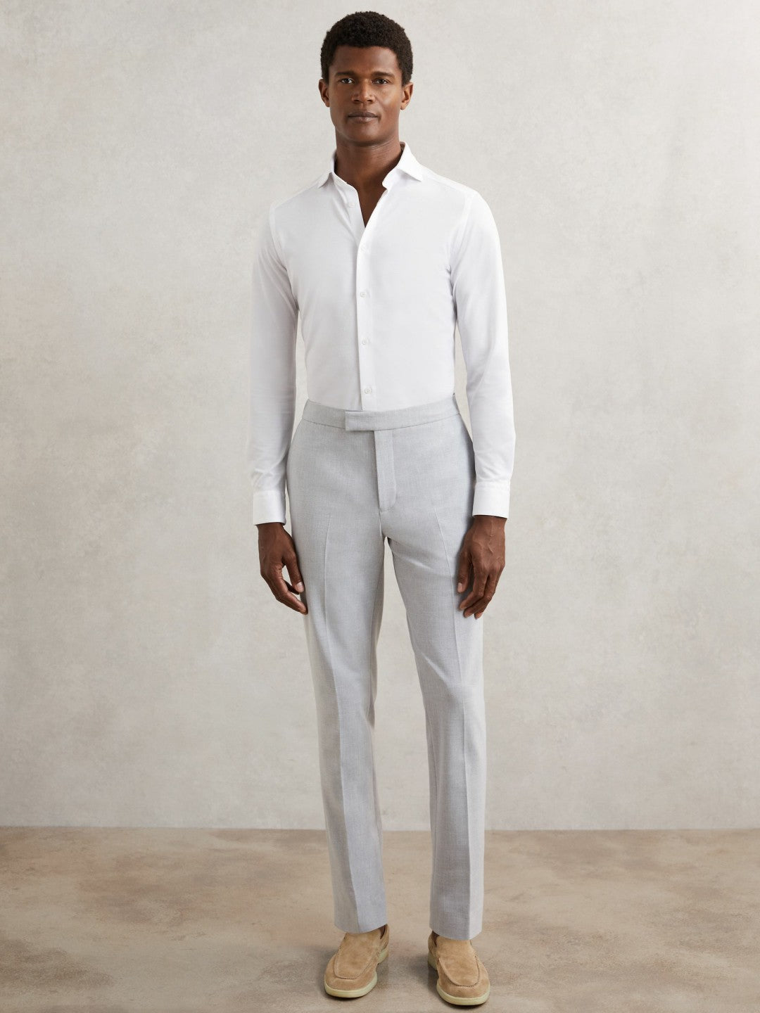 Cotton-Blend Jersey Cutaway-Collar Shirt White | Men