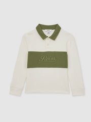 3-9 yrs Cotton Logo-Embroidery Rugby Polo Shirt Forset Green/White | Children & Baby
