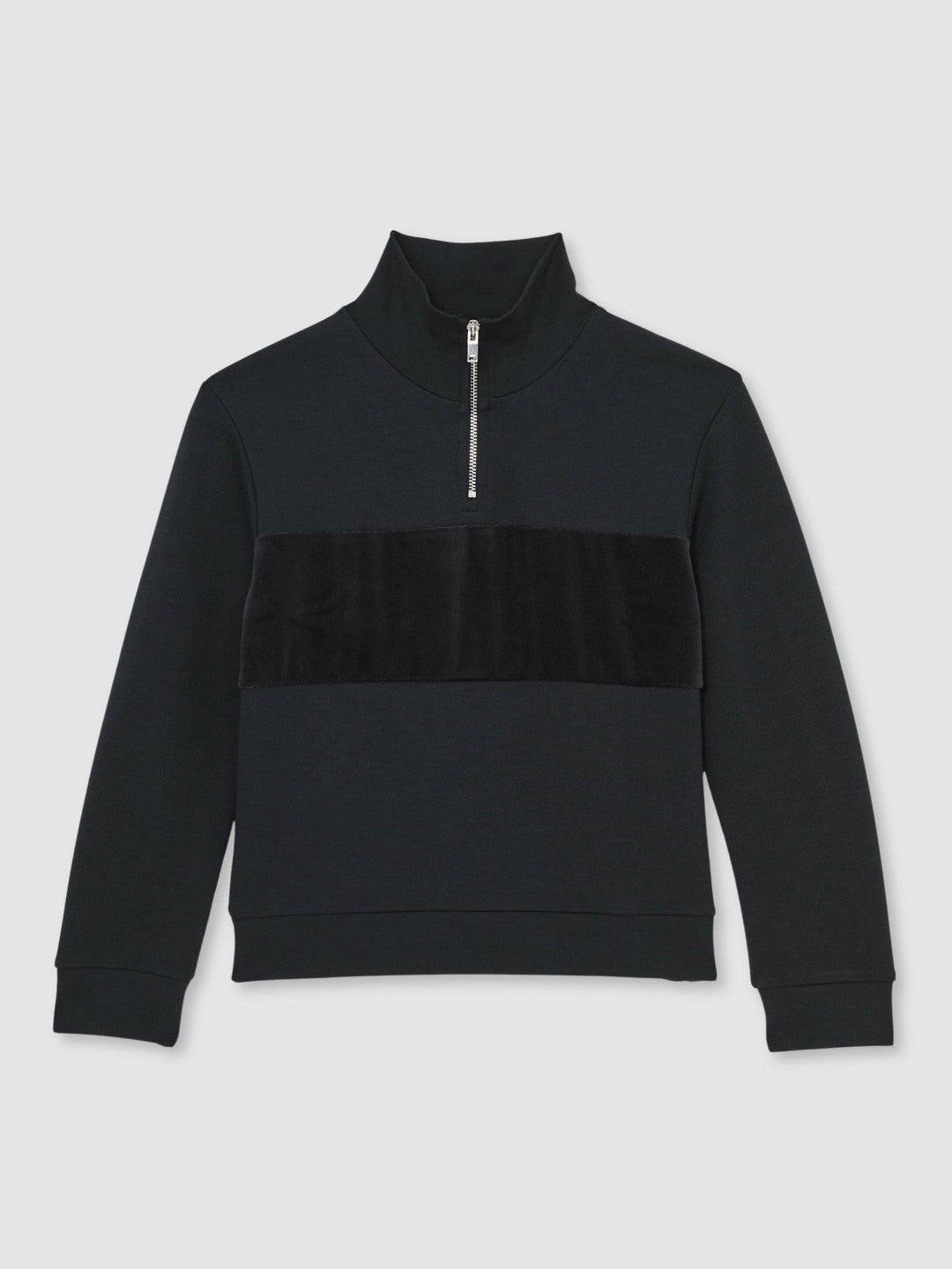 13-14 yrs Slim Fit Half-Zip Funnel Neck Velour Sweatshirt Navy Blue | Children & Baby