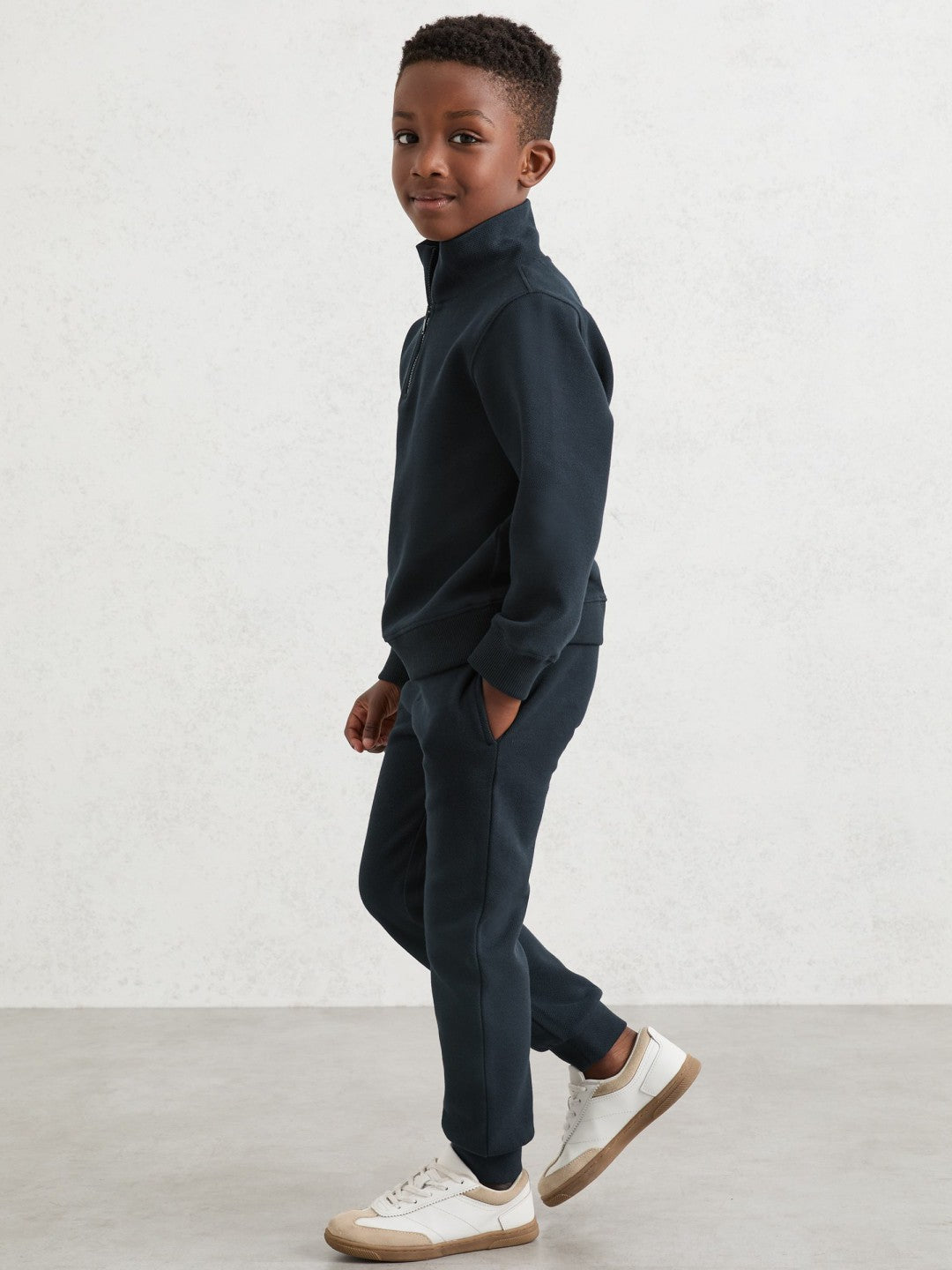 Cotton-Blend Textured Cuffed Joggers Navy | Children & Baby