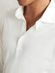 Cotton-Jersey Long Sleeve Polo Shirt White | Men