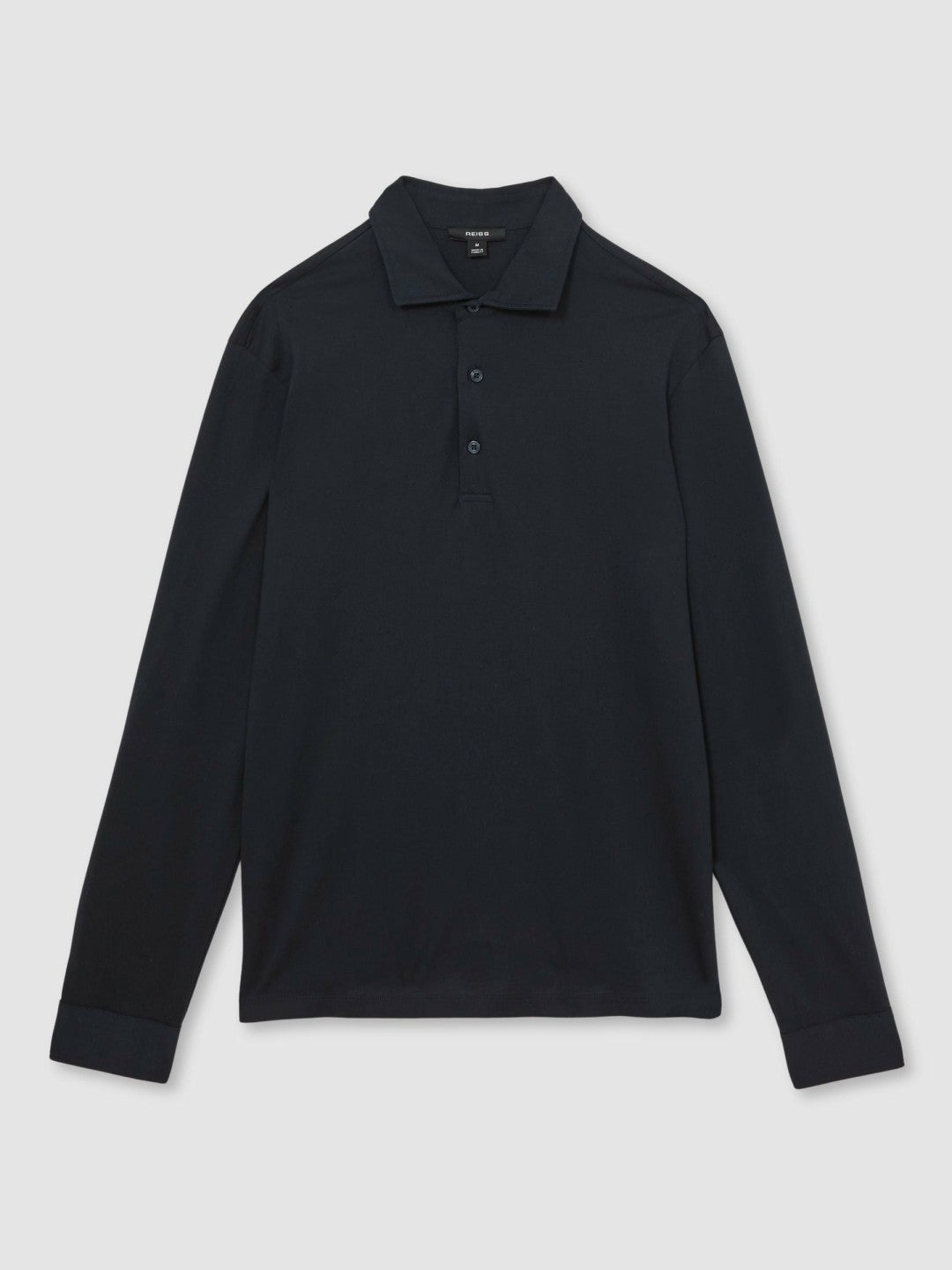 Cotton-Jersey Long Sleeve Polo Shirt Navy | Men