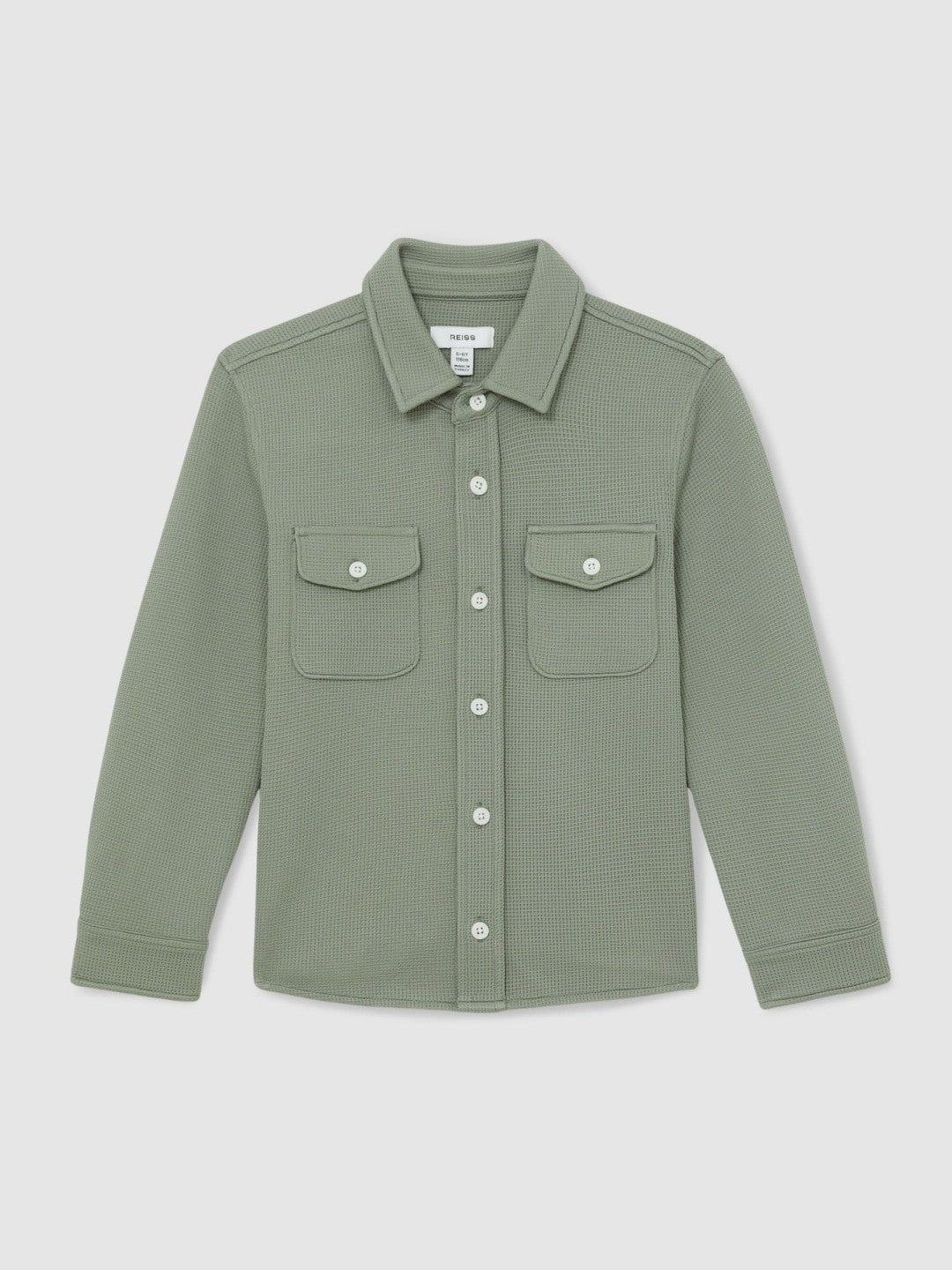 13-14 yrs Waffle-Textured Twin-Pocket Overshirt Sage | Children & Baby