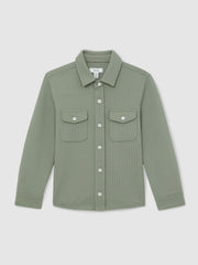 13-14 yrs Waffle-Textured Twin-Pocket Overshirt Sage | Children & Baby