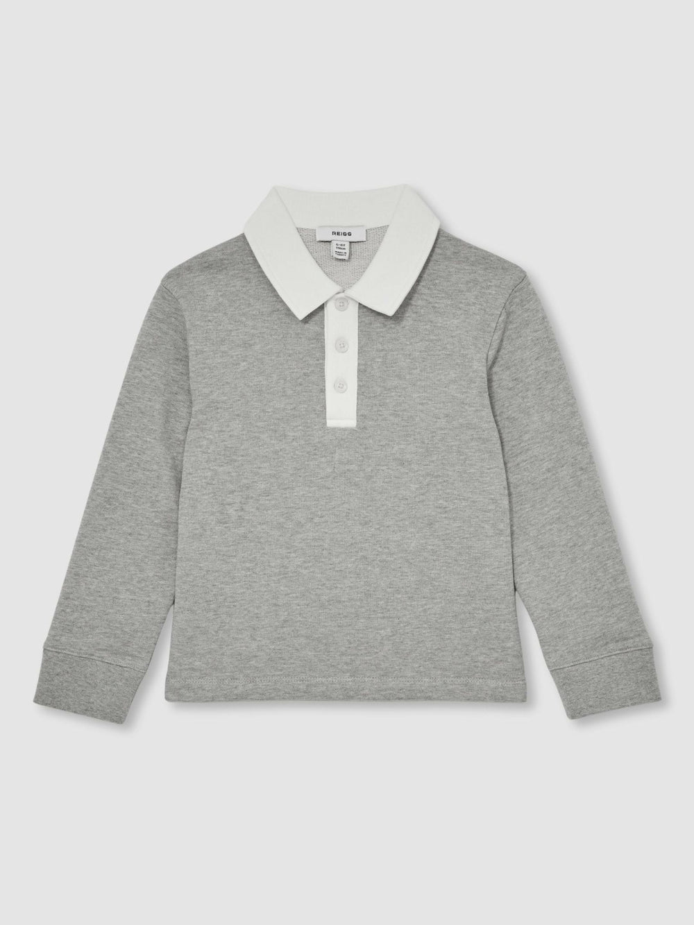 Cotton Half-Button Rugby Polo Shirt Grey Marl/White | Children & Baby