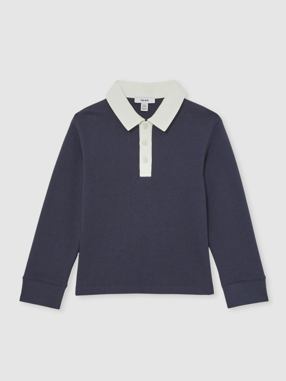Cotton Half-Button Rugby Polo Shirt Navy/White | Children & Baby