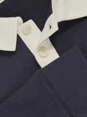Cotton Half-Button Rugby Polo Shirt Navy/White | Children & Baby