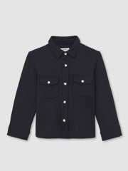13-14 yrs Waffle-Textured Twin-Pocket Overshirt Navy | Children & Baby