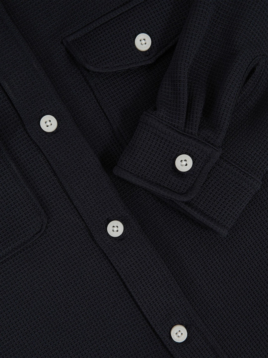 13-14 yrs Waffle-Textured Twin-Pocket Overshirt Navy | Children & Baby