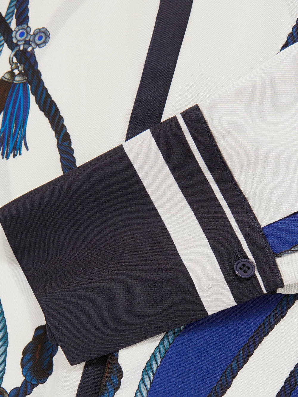 Scarf Print Colourblock Shirt Navy | Women
