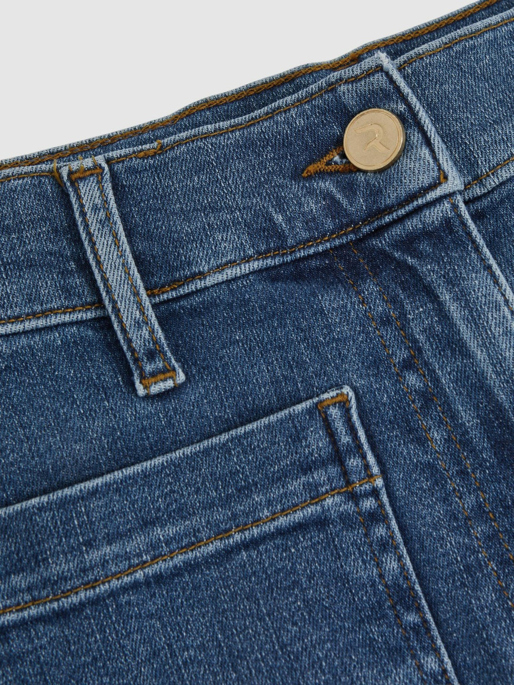 Petite Patch Pocket Wide Leg Jeans Mid Blue | Women