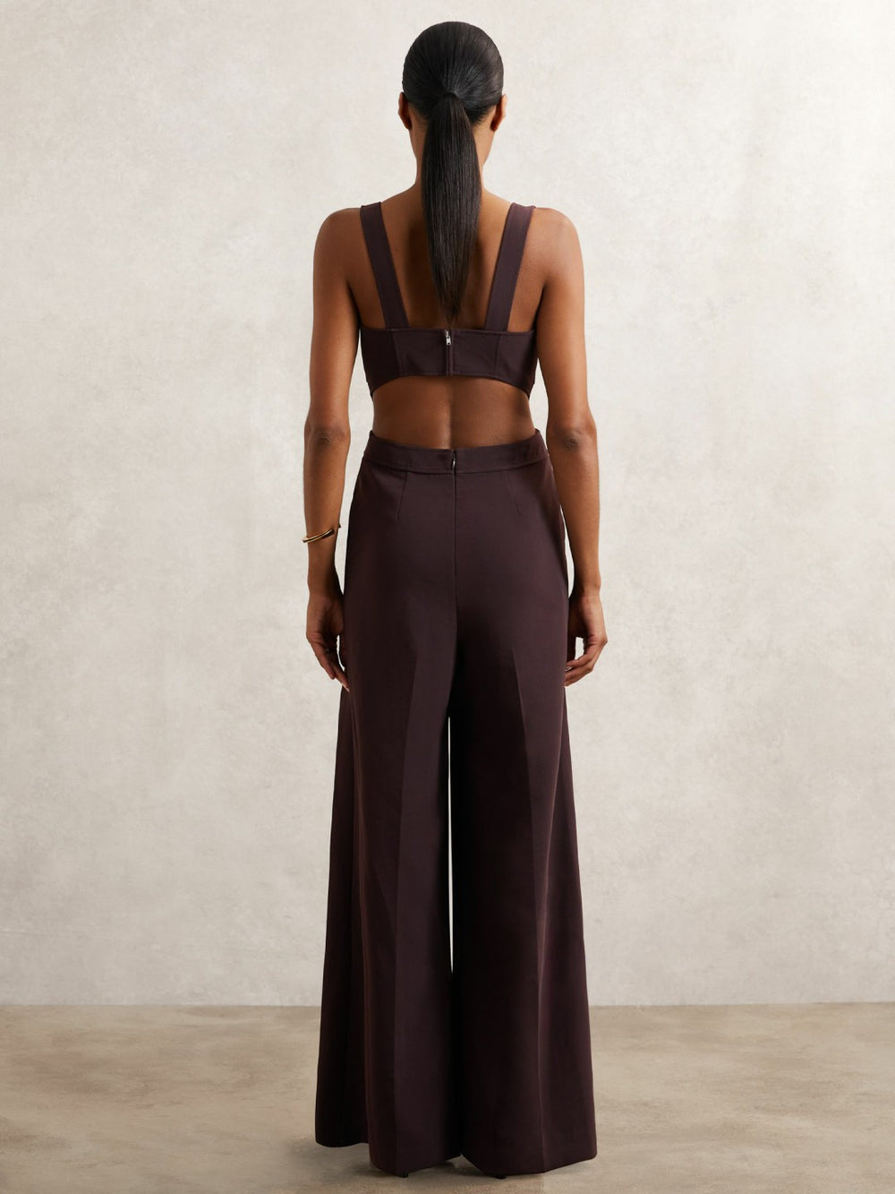 Wide-Leg Cut-Out Jumpsuit Burgundy | Women