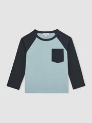 13-14 yrs Cotton Colour-Block Long-Sleeve T-Shirt Navy Blue | Children & Baby