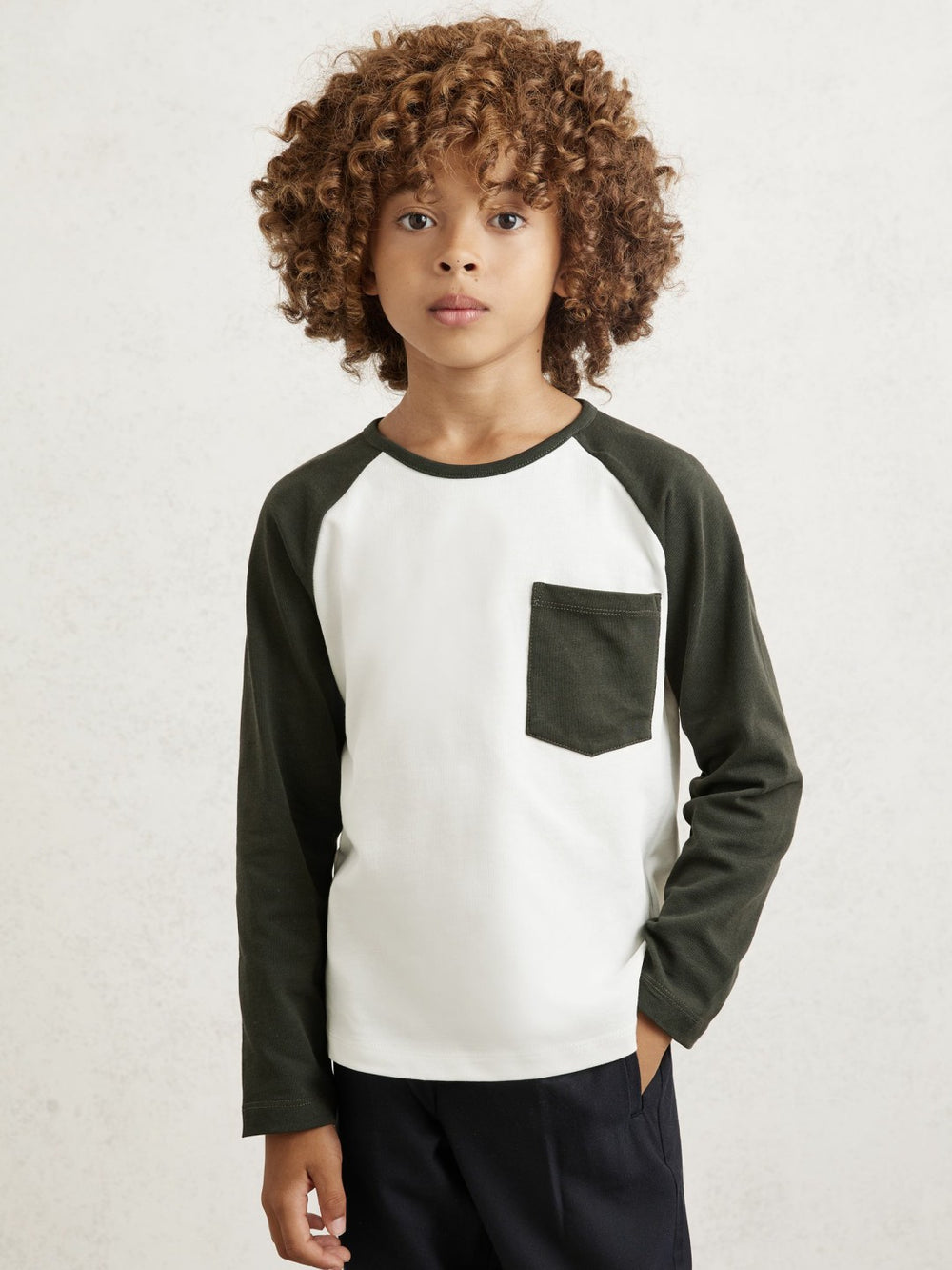 3-9 yrs Cotton Colour-Block Long-Sleeve T-Shirt Green | Children & Baby