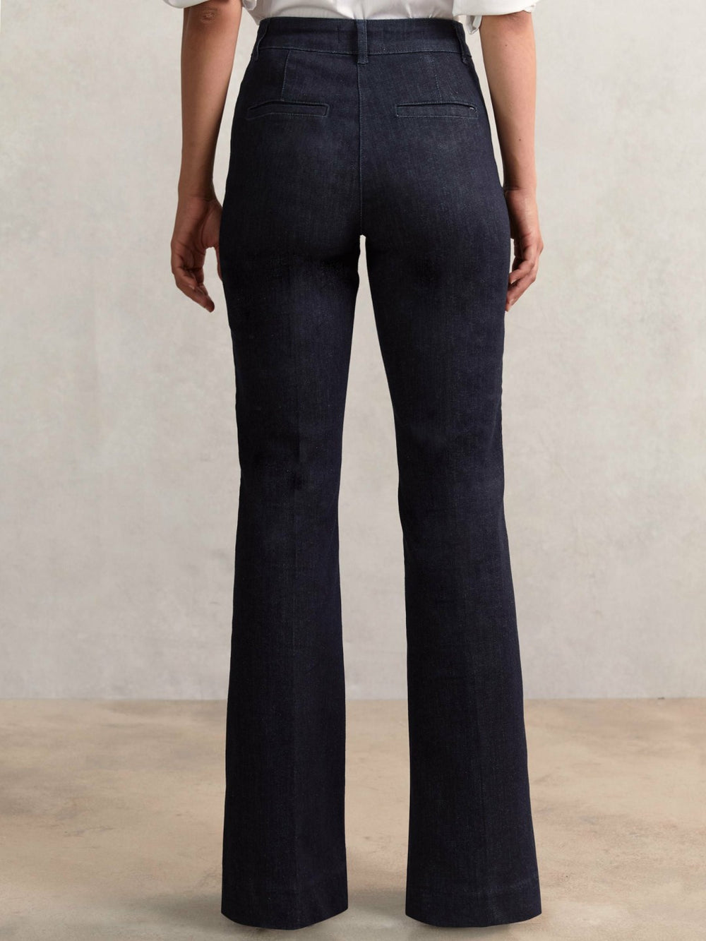 Petite Button-Detail High-Rise Flared Jeans Dark Blue | Women